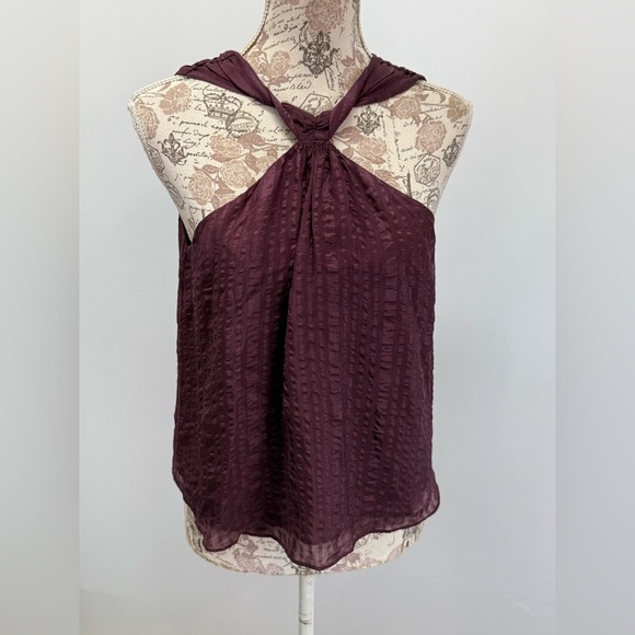 FRAME Deep eggplant sleeveless halter neck blouse size XS - Picture 3 of 15